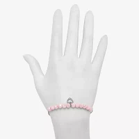 Bijoux Bar Silver Tone & Pink Beaded Charm Link Heart Bolo Bracelet