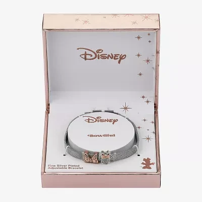 Disney Classics Crystal Pure Silver Over Brass Bow Minnie Mouse Chain Bracelet