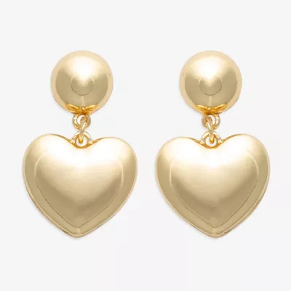 Bijoux Bar Gold Tone Womens Heart Drop Earrings