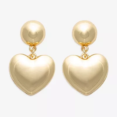 Bijoux Bar Gold Tone Heart Drop Earrings