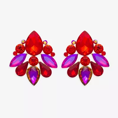 Bijoux Bar Gold Tone Womens Red Glass Drop Earrings