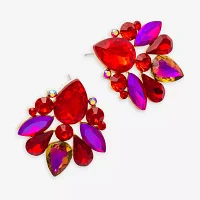 Bijoux Bar Gold Tone Womens Red Glass Drop Earrings