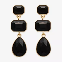 Bijoux Bar Gold Tone 3 Stone Glass Drop Earrings