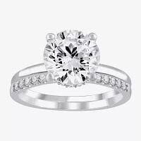 (G / Si2) Womens 3 1/3 Ct. T.W. Lab Grown White Diamond 14K Gold Round Solitaire Bridal Set