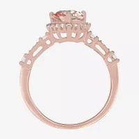 Yes, Please! Womens Lab Created Pink Sapphire 14K Rose Gold Over Silver Sterling Silver Cocktail Ring