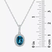 Yes, Please! Womens Genuine Blue Topaz Sterling Silver Oval Pendant Necklace