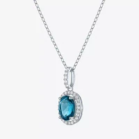 Yes, Please! Womens Genuine Blue Topaz Sterling Silver Oval Pendant Necklace