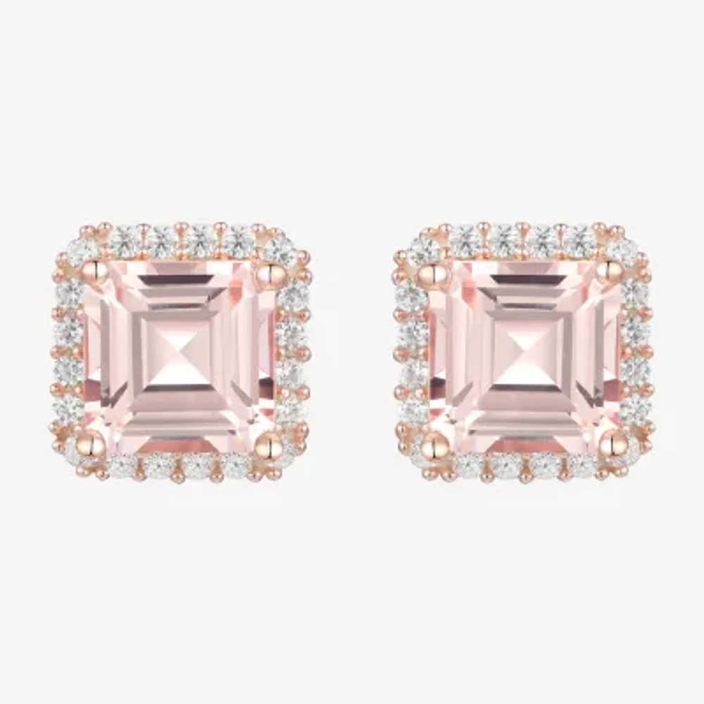 Yes, Please! Lab Created Champagne Sapphire 14K Rose Gold Over Silver 8mm Stud Earrings