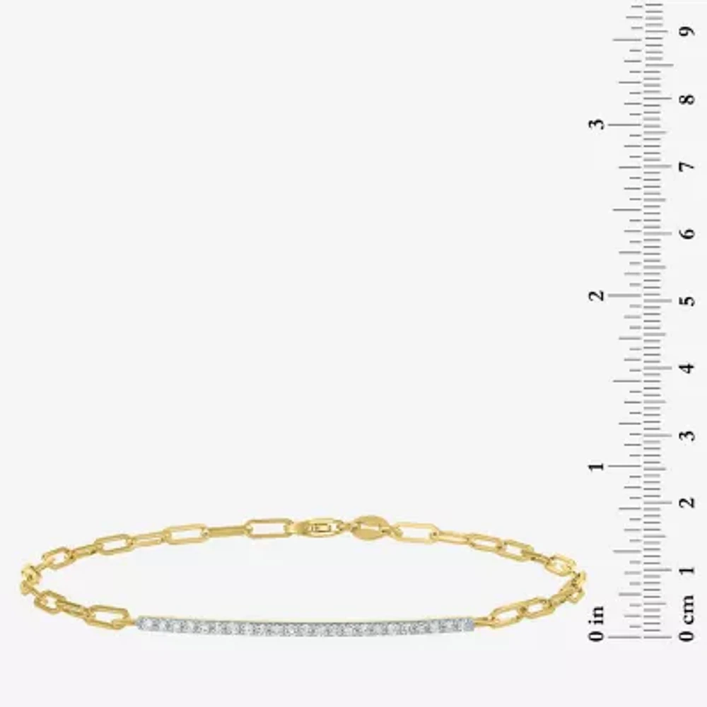 Diamond Addiction (G-H / Si2-I1) 14K Gold Over Silver Sterling Silver 8 Inch Link Bar Link Bracelet