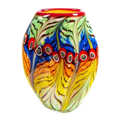 Dale Tiffany Peacock Feather Art Glass Vase