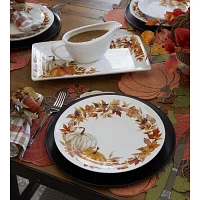 Linden Street Woodland Spice Pumpkin 4-pc. Stoneware Salad Plate