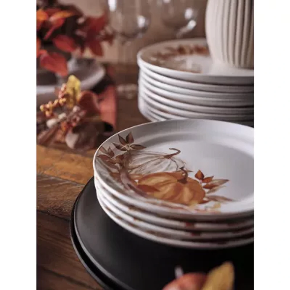 Linden Street Woodland Spice Pumpkin 4-pc. Stoneware Salad Plate