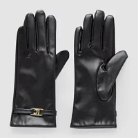 Liz Claiborne Oval Logo Faux Leather Cold Weather Gloves