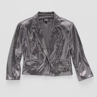 Jamey Perry x JCPenney Womens Adaptive Sequin Cropped Blazer