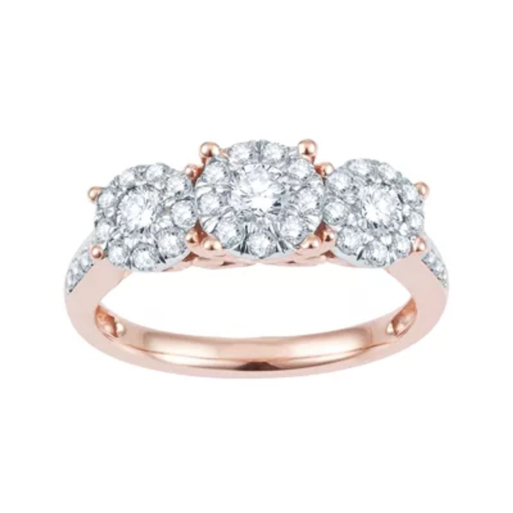 1 CT.T.W. Natural Diamond & 10K Rose Gold Flower Engagement Ring