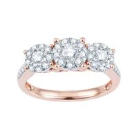 1 CT.T.W. Natural Diamond & 10K Rose Gold Flower Engagement Ring