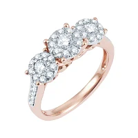 1 CT.T.W. Natural Diamond & 10K Rose Gold Flower Engagement Ring