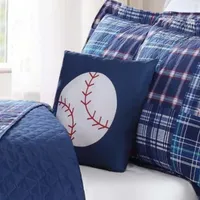 Laura Hart Kids Navy Plaid Patch Quilt Set With Decorative Pillow