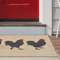 Liora Manne Frontporch Roosters Animal Hand Tufted Indoor Outdoor Rectangular Accent Rug