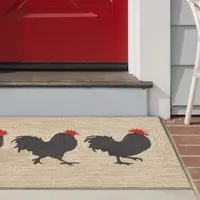 Liora Manne Frontporch Roosters Animal Hand Tufted Indoor Outdoor Rectangular Accent Rug