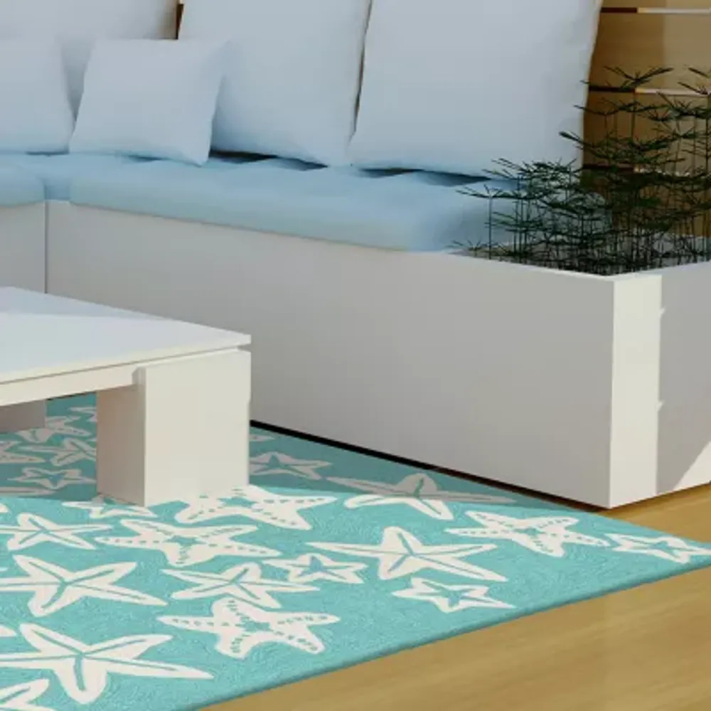 Liora Manne Capri Starfish Hand Tufted Rectangular Rugs & Floor Coverings Indoor Outdoor Animal Accent