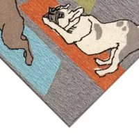 Liora Manne Frontporch Yoga Dogs Animal Hand Tufted Indoor Outdoor Rectangular Accent Rug