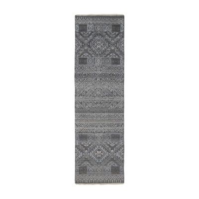 Weave And Wander Eckhart Geometric Hand Knotted Indoor Rectangle Runners