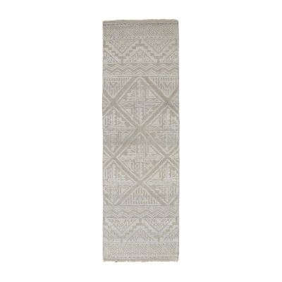 Weave And Wander Eckhart Geometric Hand Knotted Indoor Rectangle Runners