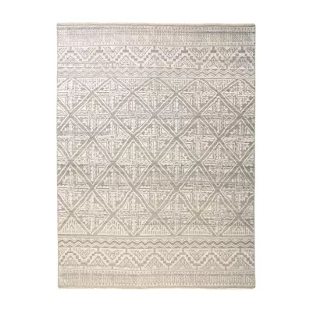 Weave And Wander Eckhart Geometric Hand Knotted Indoor Rectangle Accent Rugs