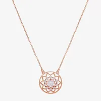 Sparkle Allure Cubic Zirconia 18K Rose Gold Over Brass 16 Inch Link Round Pendant Necklace