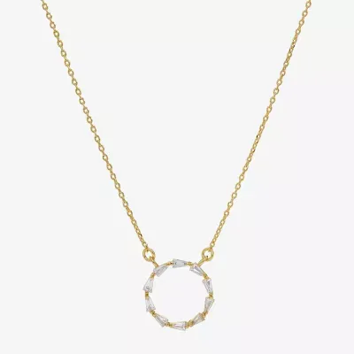 Sparkle Allure Cubic Zirconia 14K Gold Over Brass 16 Inch Link Round Pendant Necklace