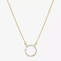 Sparkle Allure Cubic Zirconia 14K Gold Over Brass 16 Inch Link Round Pendant Necklace