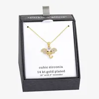 Sparkle Allure Elephant Cubic Zirconia 14K Gold Over Brass 16 Inch Link Pendant Necklace