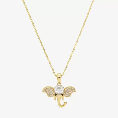 Sparkle Allure Elephant Cubic Zirconia 14K Gold Over Brass 16 Inch Link Pendant Necklace