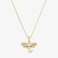 Sparkle Allure Elephant Cubic Zirconia 14K Gold Over Brass 16 Inch Link Pendant Necklace