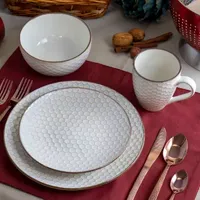 Elama Honey Ivory 16-pc. Stoneware Dinnerware Set