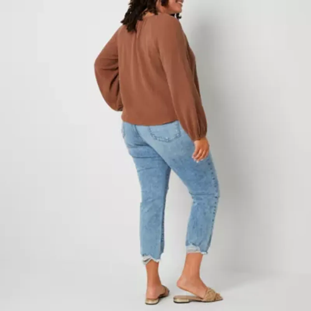 a.n.a Plus Womens High Rise Straight Fit Jean