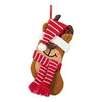 Glitzhome 3d Reindeer Hooked Christmas Stocking