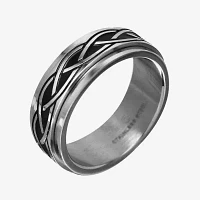 Mens 7.5mm Two-Tone Stainless Steel Weave Wedding Band