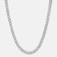 Made in Italy 10K White Gold 14K White Gold 22 Inch Hollow Curb Chain Necklace