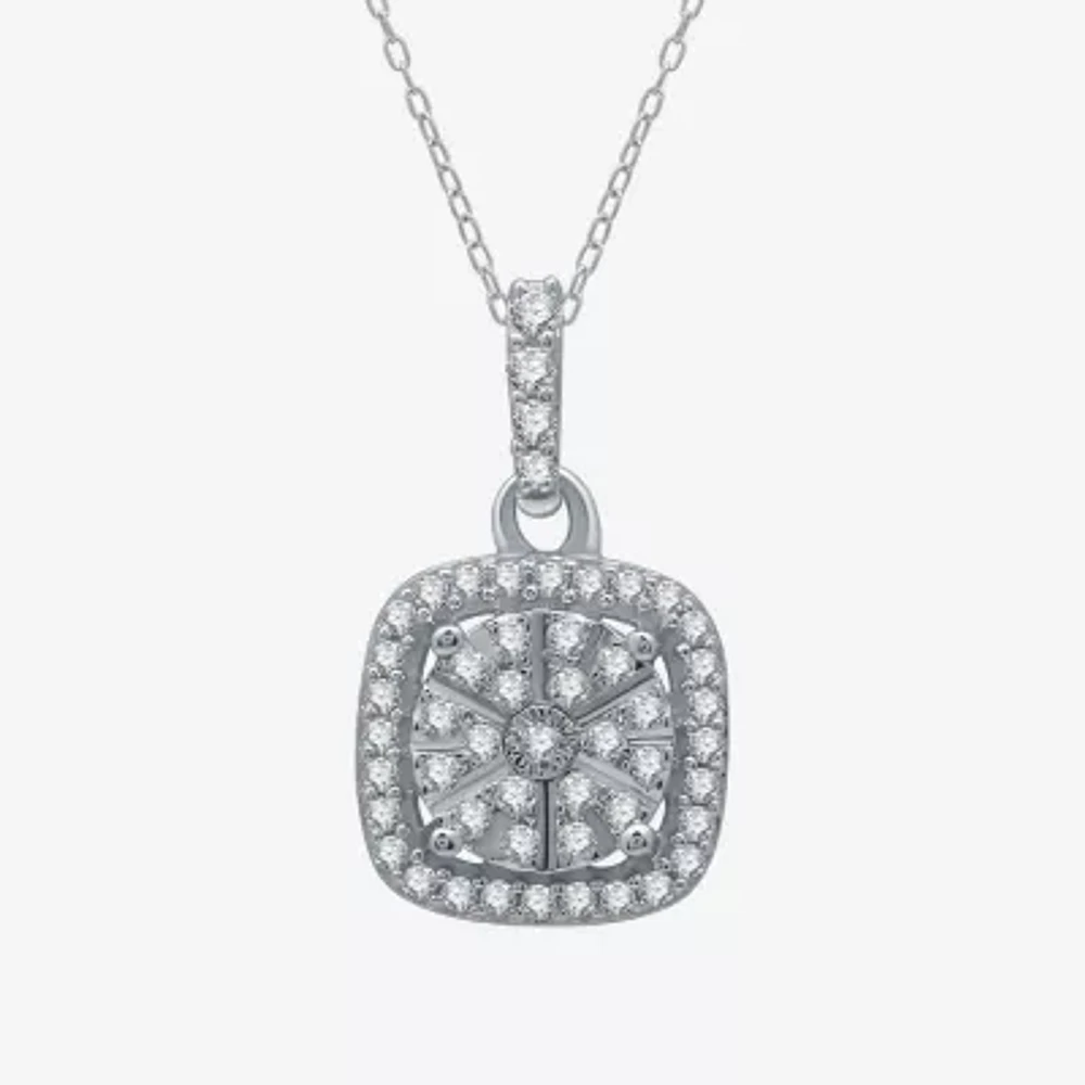 (H-I / I1) Womens 1/4 CT. T.W. Lab Grown White Diamond Sterling Silver Pendant Necklace