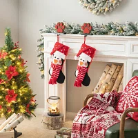 Glitzhome 19" 3D Penguin Hooked Christmas Stocking - Set of 2