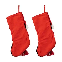 Glitzhome 19" 3D Penguin Hooked Christmas Stocking - Set of 2