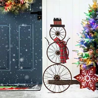 Glitzhome Snowman Wheel Christmas Yard Art