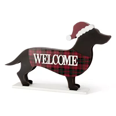 Glitzhome Dachshund Christmas Yard Art