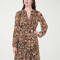 MSK Womens Long Sleeve Floral Shirt Dress