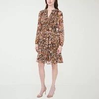 MSK Womens Long Sleeve Floral Shirt Dress