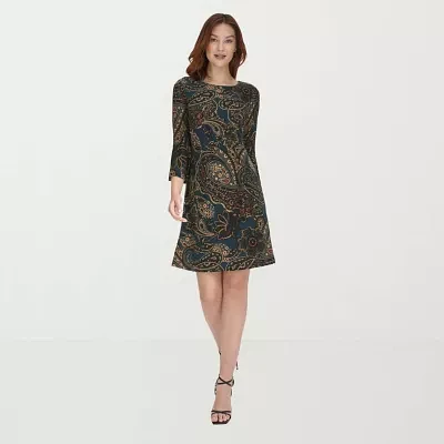 Marc New York Womens 3/4 Sleeve Paisley Shift Dress