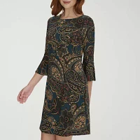 Marc New York Womens 3/4 Sleeve Paisley Shift Dress