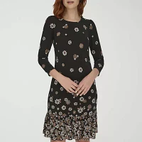 Marc New York Womens 3/4 Sleeve Floral Shift Dress